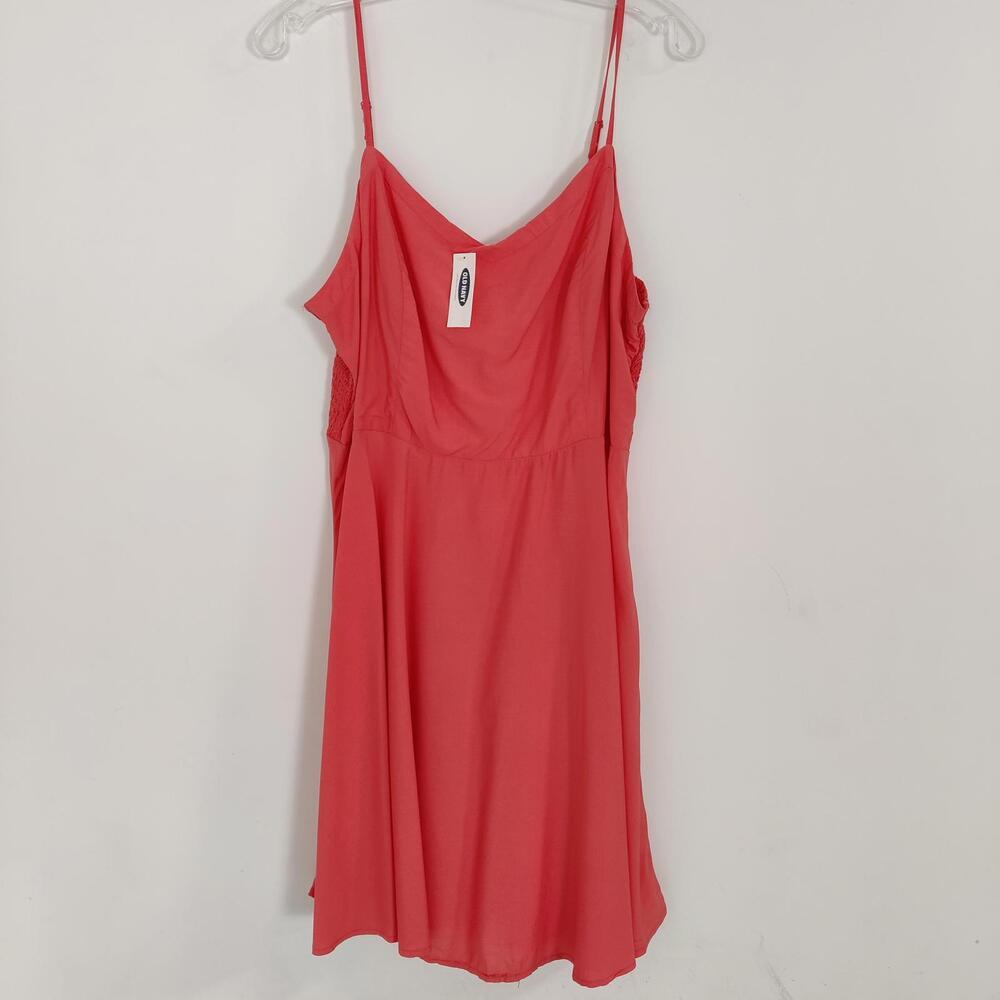 Old Navy Women's Coral Midi Dress Size XL Bohemian Smocked Spaghetti Strap